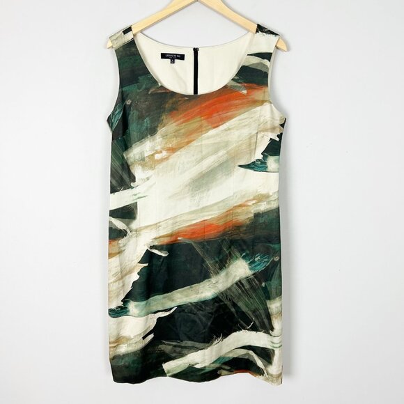 Lafayette 148 New York Sheath Dress Artsy Abstract Career Size 12 Women's - Picture 1 of 4